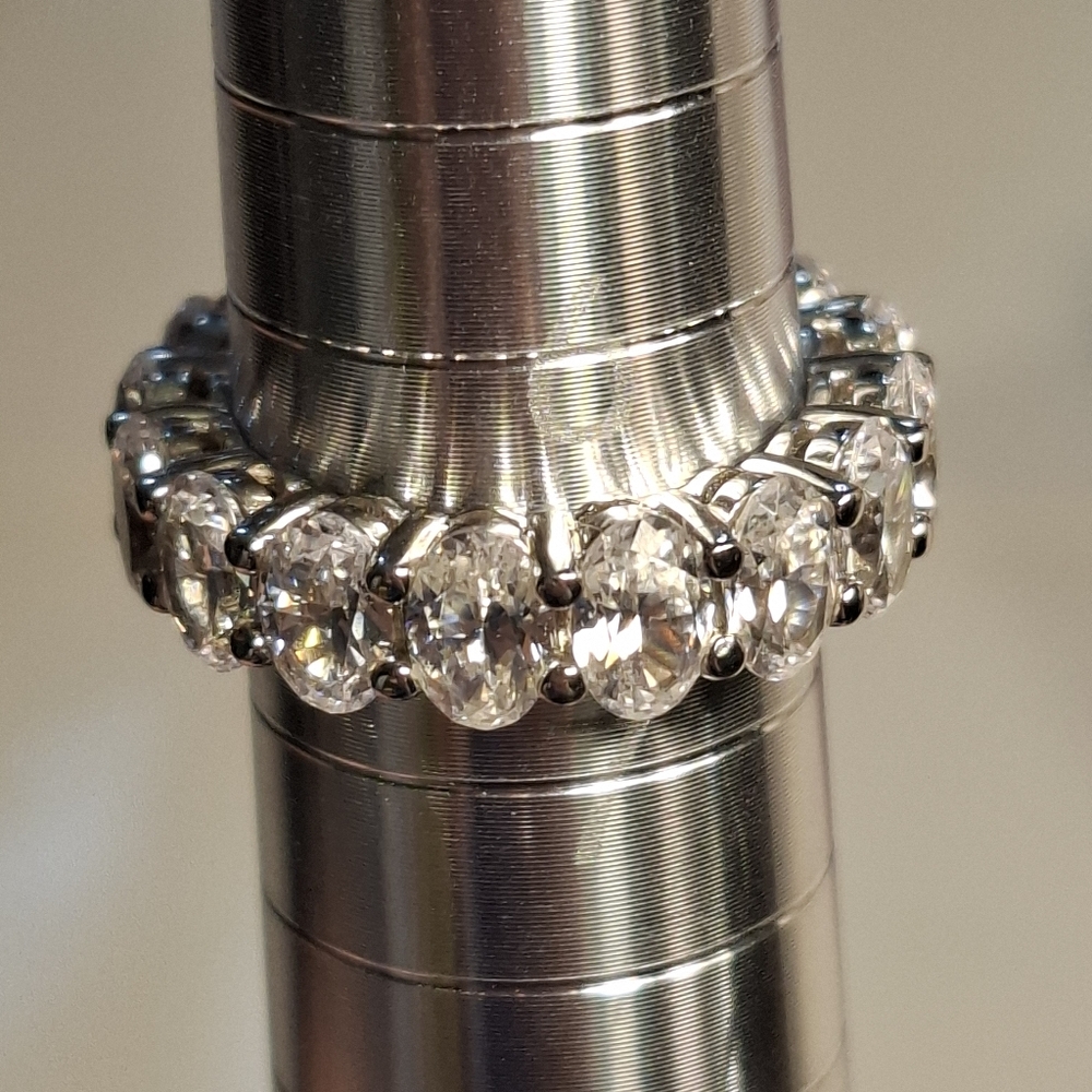 💎Oval Cut 925 Sterling Silver CZ Diamond Eternity Band Engagement Ring Size 6.5